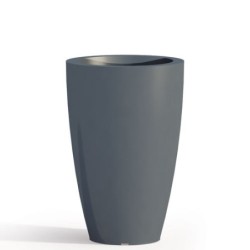 Vaso da giardino in resina grigia per esterno. Vasi da interno design in polietilene