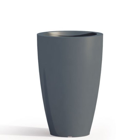 Vaso da giardino in resina grigia per esterno. Vasi da interno design in polietilene