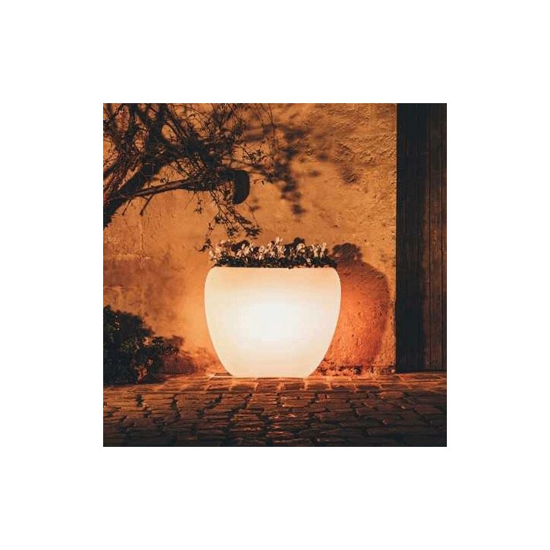 Vaso luminoso da giardino in resina bianco per esterno. Vasi luminosi da interno illuminati di luce bianca