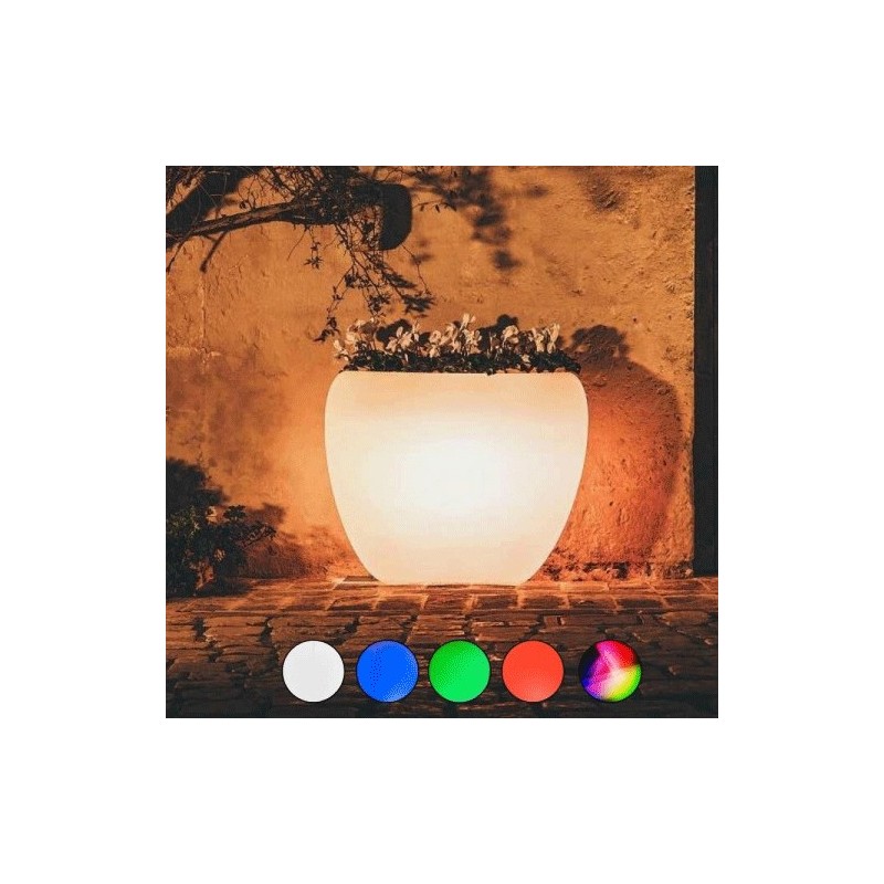 Vaso luminoso da giardino in resina bianca per esterno