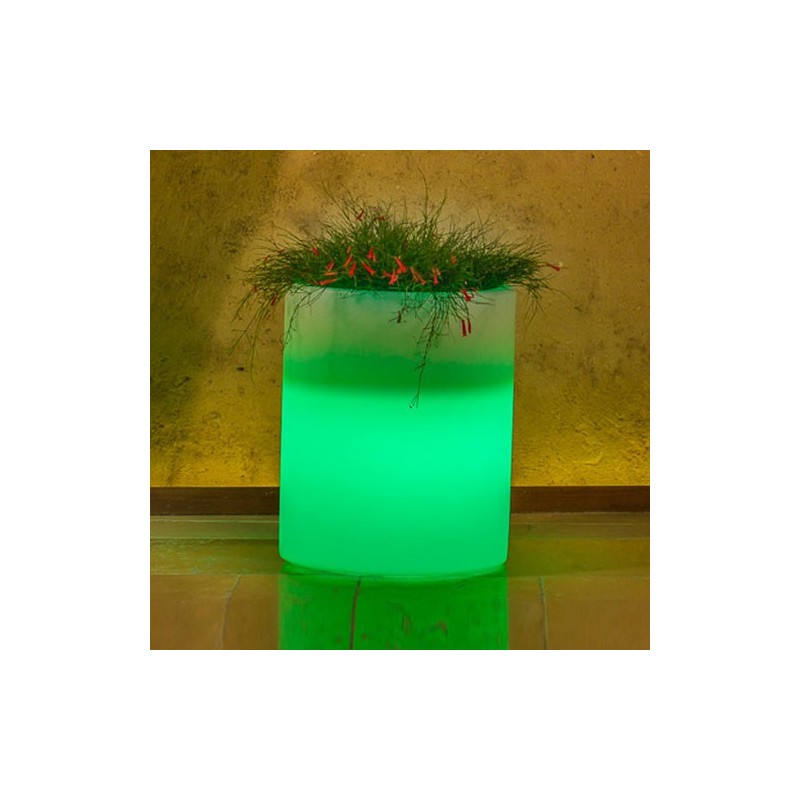 Vaso luminoso da giardino in resina bianca per esterno. Vasi luminosi da interno illuminati di luce verde