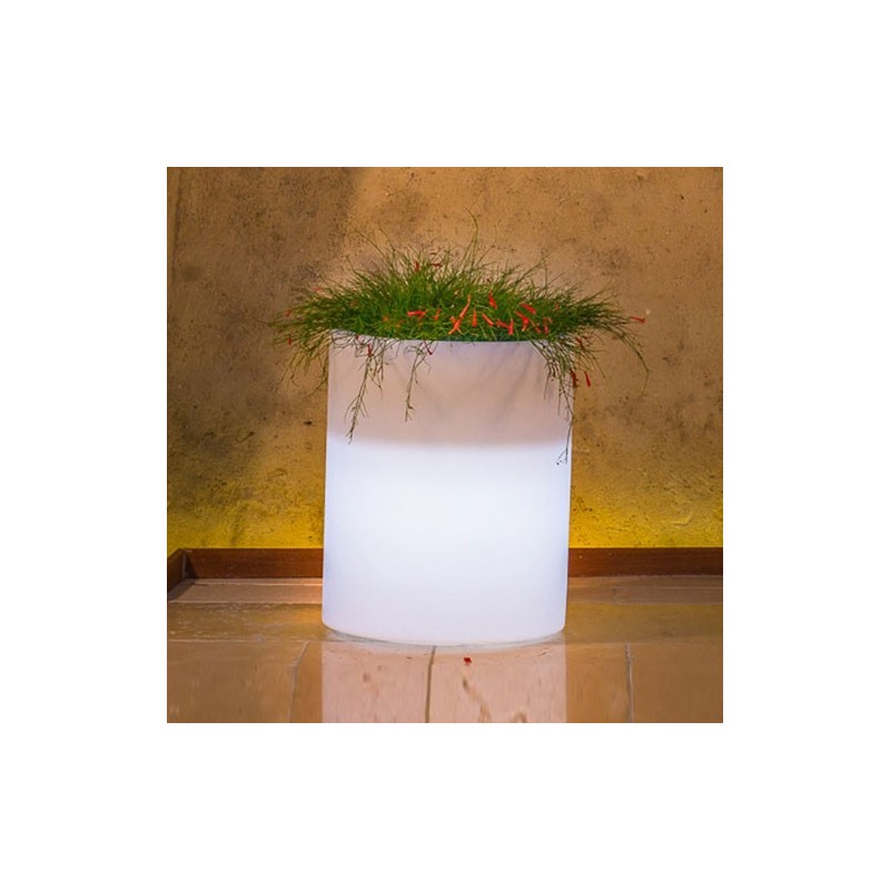 Vaso luminoso da giardino in resina bianca per esterno. Vasi luminosi da interno illuminati di luce bianca