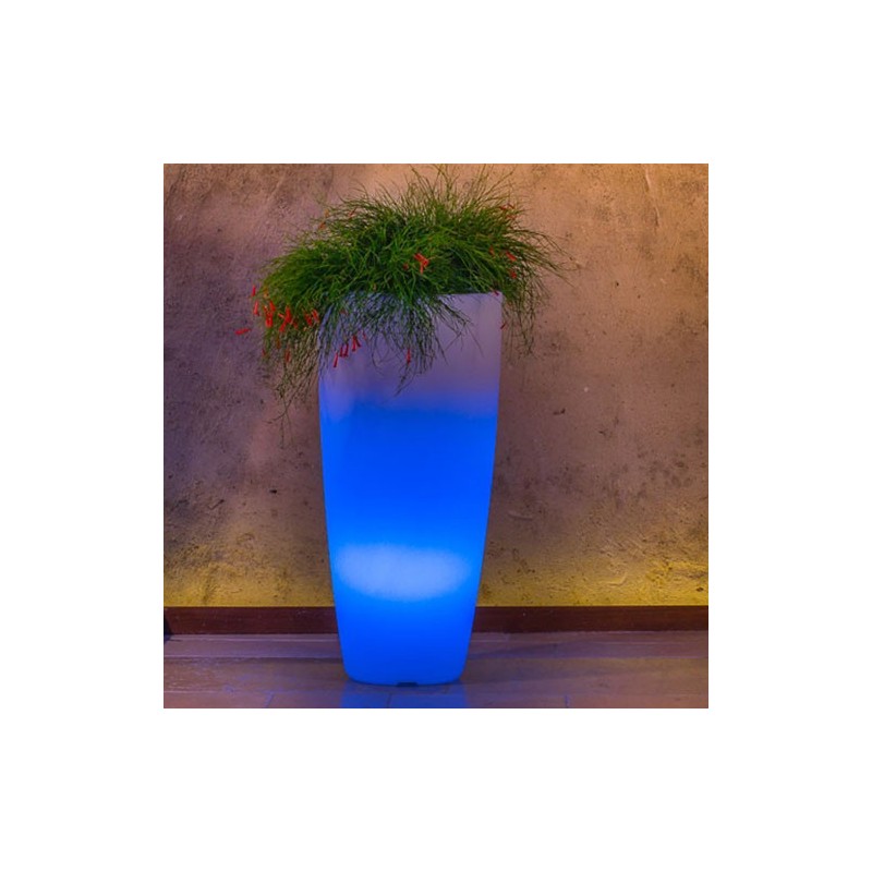 Vaso luminoso da giardino per esterno. Vasi illuminati di luce blu
